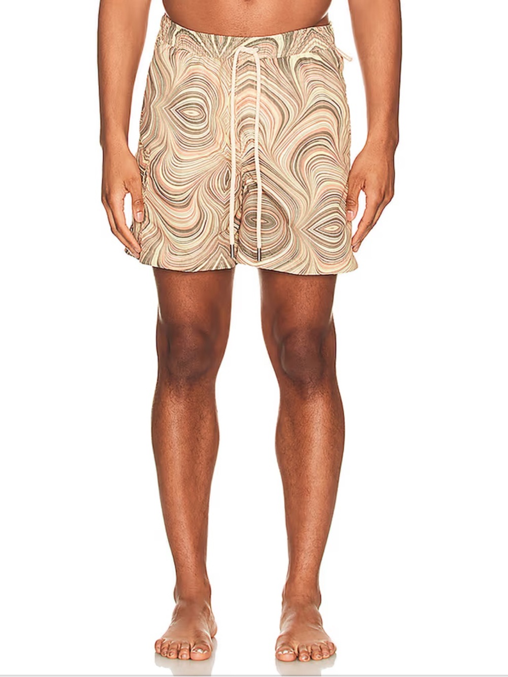 Men's Swirl-Print Board Shorts - Tan/Beige